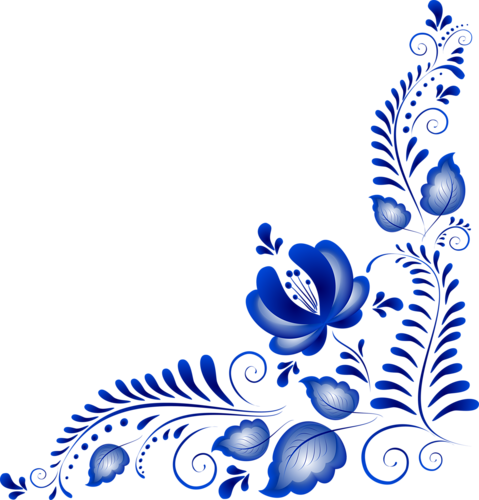 Coins Bordures - Page - Blue Floral Corner Borders (479x500)