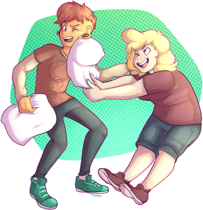 Pillow Fights By Greendorito - Fan Art Of Lars Steven Universe (879x908)