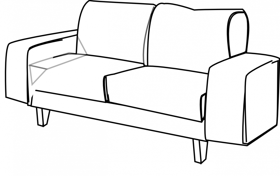 Chair Fancy Clip Art - Cute Sofa Clip Art Black And White (970x611)