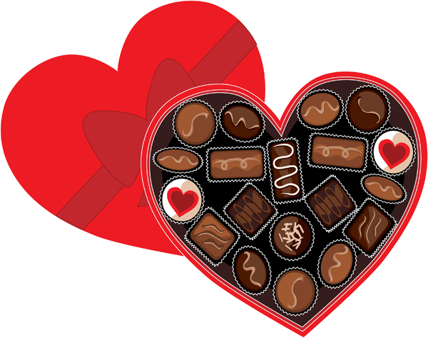 Valentine Chocolate Clipart - Valentines Day Chocolate Clipart (600x473)