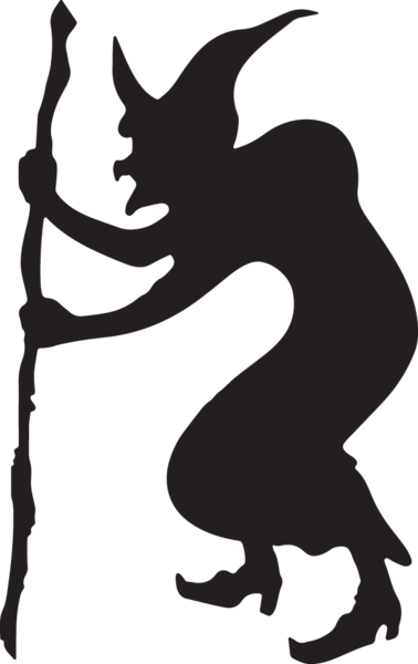 Old Witch Stirring Her Cauldron - Witches Silhouette (378x600)