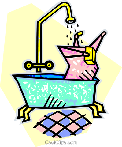 Tomar Um Banho Livre De Direitos Vetores Clip Art Ilustração - Desperdicio De Agua (399x480)