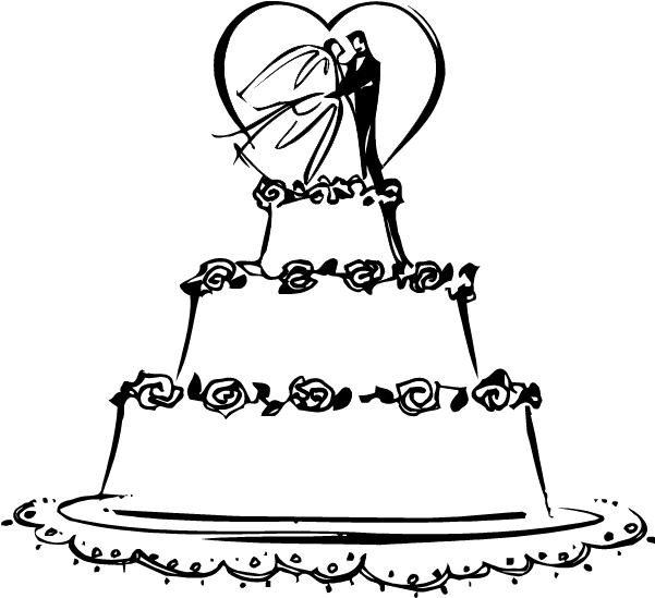 Free Wedding Cake Clipart Image - Drawing Of A Wedding Cake (600x600)