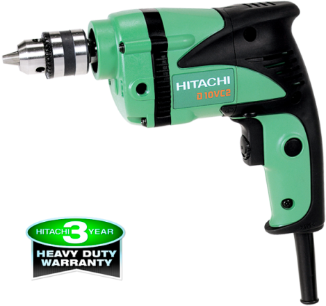 Drill, 10mm High Speed - Hitachi D10vc2 - Drill 10mm 460w Vsr Keyless Chuck (500x477)