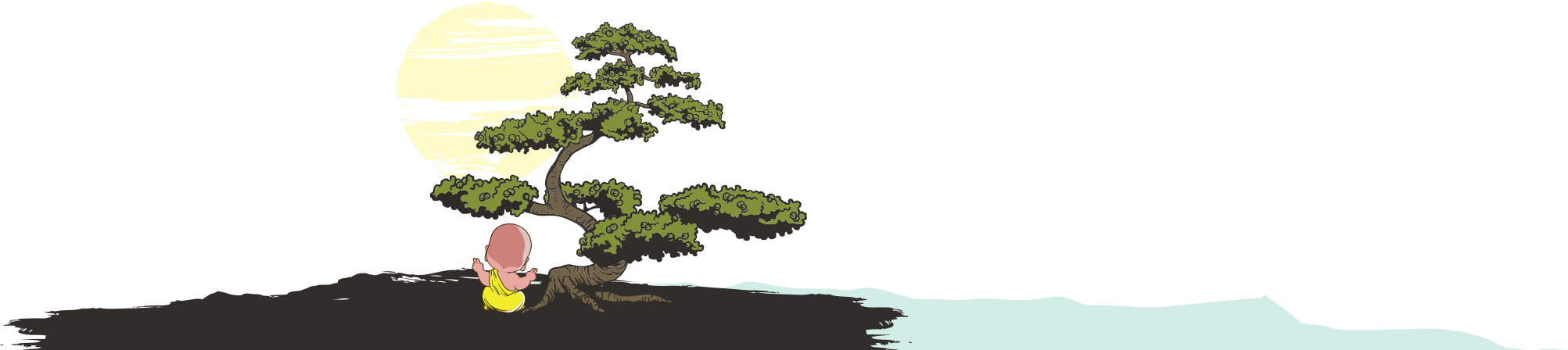 Footer Image - - Bonsai Tree - Brown On Light Throw Blanket (2005x448)