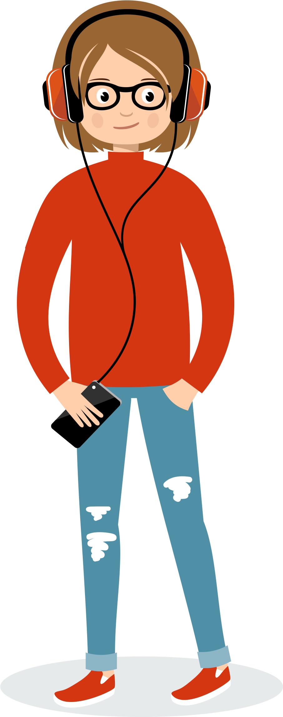 Wearing A Headset To Listen To The Song Short Hair - Woman (1000x2500)