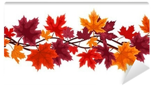 Vector Horizontal Seamless Background With Autumn Maple - Illustration (400x400)