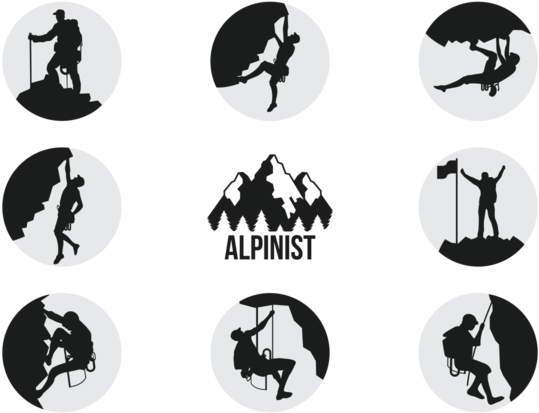 Alpinists Climbers Silhouettes Vector - Alpinists Climbers Silhouettes Vector (700x490)