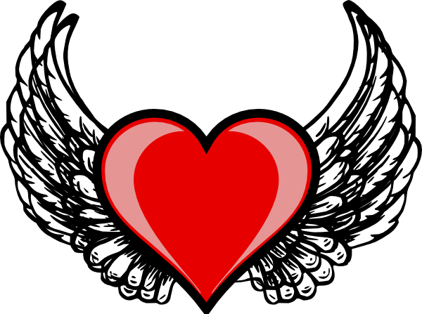 Heart Angel Wings Clipart 5 By Jennifer - Love Heart With Wings (600x447)