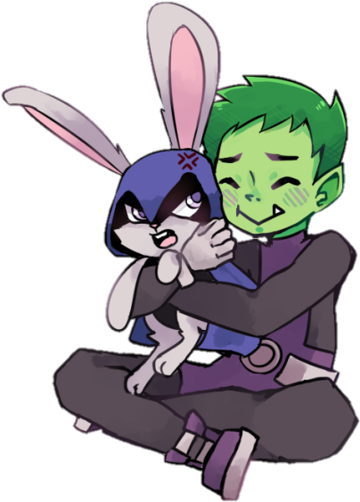 Beast Boy And Bunny Raven - Raven And Beast Boy Transparent (500x636)
