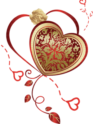 Kaz Creations Deco Scrap Heart Red Gold - Valentine Card Decoration Png (300x400)