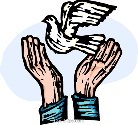 Hands Releasing A Peace Dove Royalty Free Vector Clip - Dove Release Hands Clip Art Free (480x434)