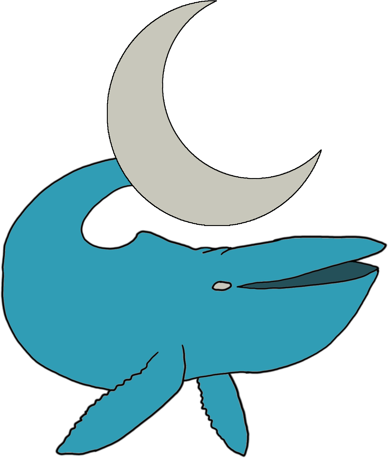 A Whale With A Shiny Crescent Moon For Her Tail-flukes - A Whale With A Shiny Crescent Moon For Her Tail-flukes (1416x1600)