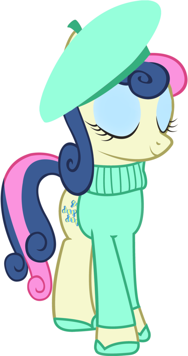 Cool77778, Beret, Bon Bon, Clothes, Eyes Closed, Hat, - My Little Pony: Friendship Is Magic (698x1145)