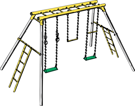 Swing Set Playground Toys Kids Play Fun Ch - Monkey Bars And Swing (432x340)