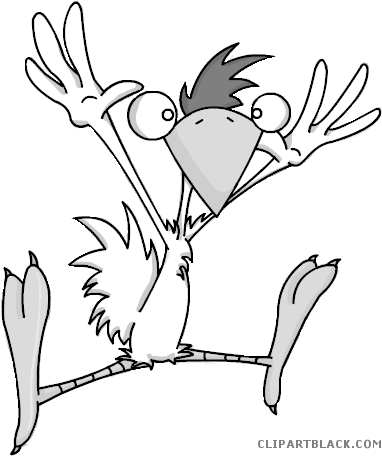 Crazy Chicken Animal Free Black White Clipart Images - Cartoon (397x468)