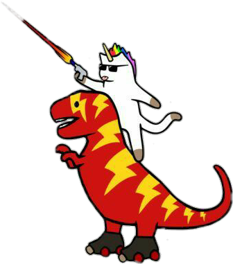 Unicorn Cat Riding Lightning T-rex Chiffontop (336x381)