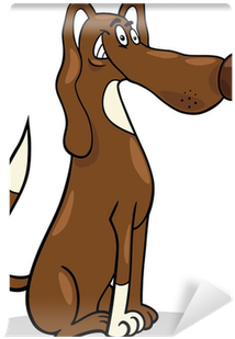 Funny Sitting Dog Cartoon Illustration Wall Mural • - Sedici Pes Kreslený (400x400)