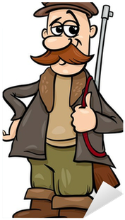 Fairy Tale Hunter Cartoon Illustration Sticker • Pixers® - Hunter Little Red Riding Hood (400x400)