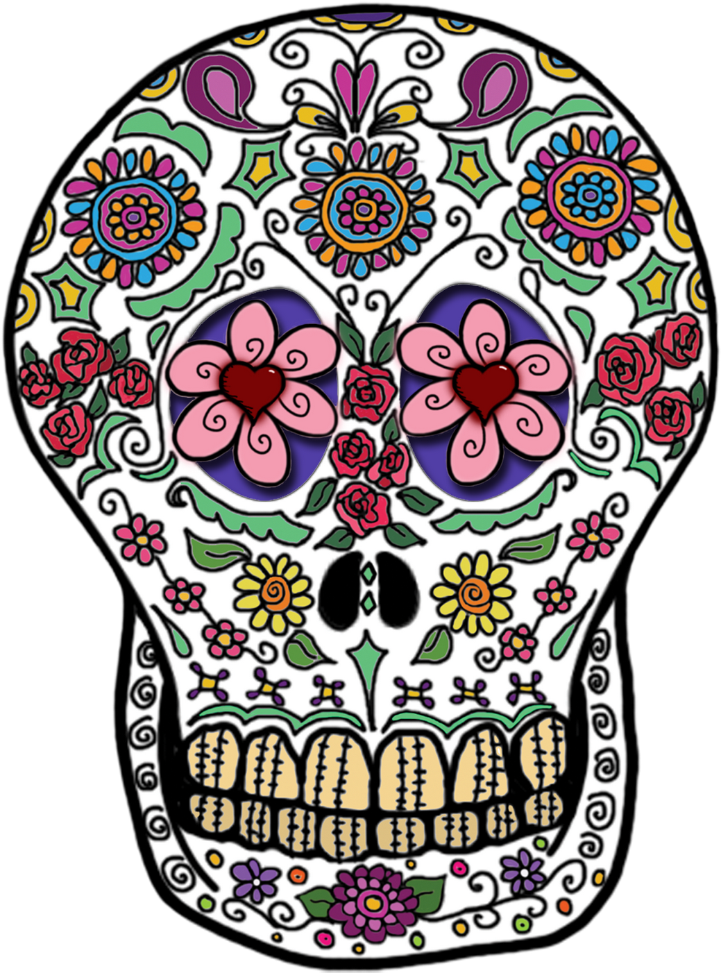 Day Of Dead In Png Image - Decorated Skull, Sugar Skull, Blank Inside Card (1143x1600)