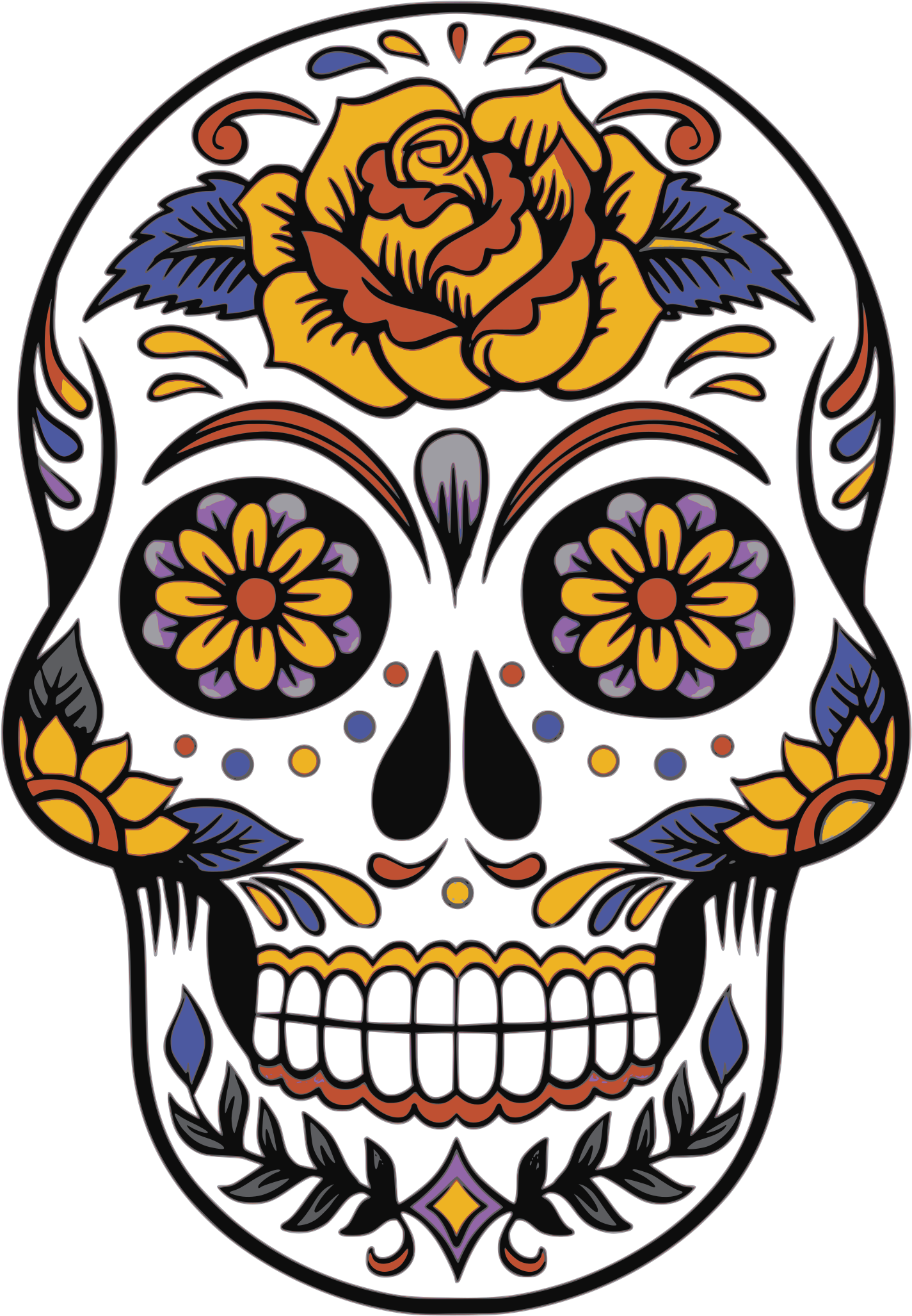 Shop Rose Mexican Sugar Skull Day Of The Dead Magnetic - Sugar Skull Clip Art (1697x2400)