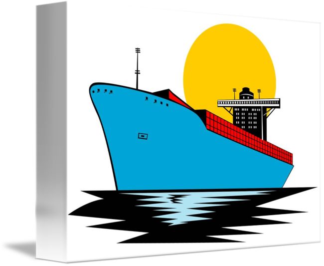Container Ship Cargo Boat Retro Bib (650x533)