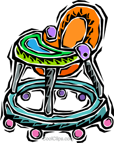Baby Walker Royalty Free Vector Clip Art Illustration - Baby Walker Royalty Free Vector Clip Art Illustration (382x480)