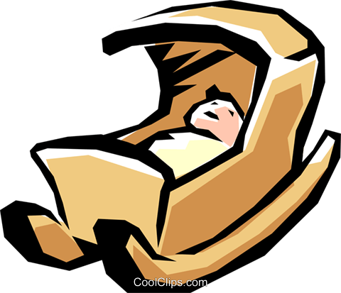 Baby's Bassinet Royalty Free Vector Clip Art Illustration - Baby In Bassinet Clipart (480x413)