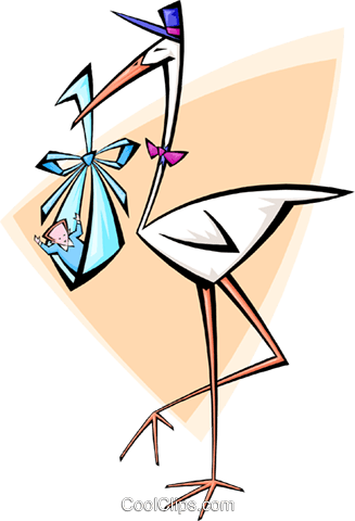 Stork With A Baby Boy Royalty Free Vector Clip Art - Neue Baby-karte Karte (327x480)