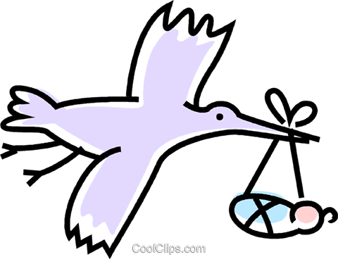 Stork Delivering A Baby Royalty Free Vector Clip Art - Stork Delivering A Baby Royalty Free Vector Clip Art (480x368)