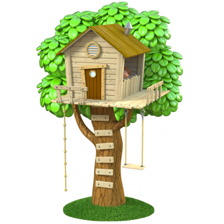 Sticker Arbre Cabane - Jour Dans Sa Cabane (438x438)