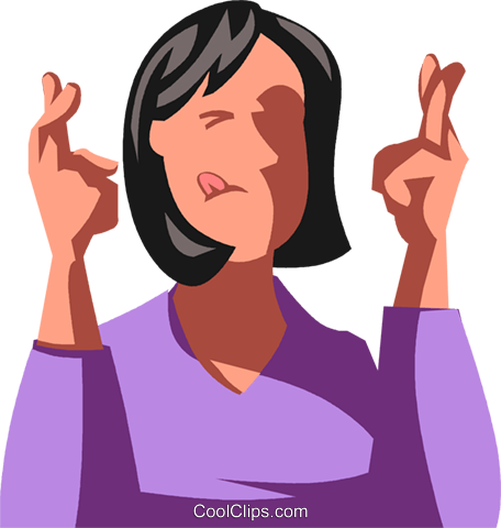 Woman With Her Fingers Crosse - Fingers Crossed Clipart Png (456x480)