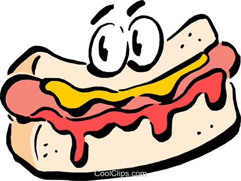 Hotdog Cartoon Livre De Direitos Vetores Clip Art Ilustração - Cartoon Hot Dog Moving (480x361)
