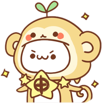 Kawaii Monkey Sticker Happy Freetoedit - Emoticon (413x420)