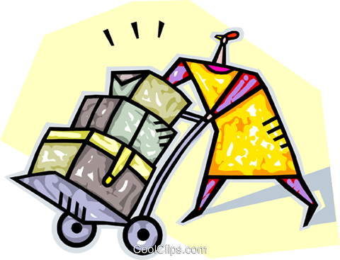 Person Moving Boxes Using A Dolly Royalty Free Vector - Umzugskartons Clipart (920x700)