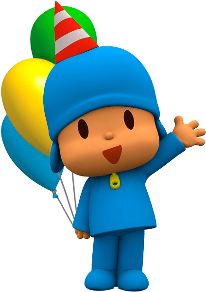 Pocoyo Holding Balloons - Happy Birthday Pocoyo (500x600)