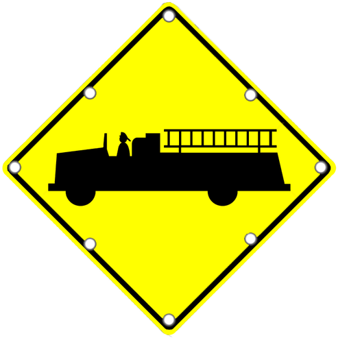 Flashing Led W11-8 Firetruck Sign - Main Road Ahead Sign (500x529)