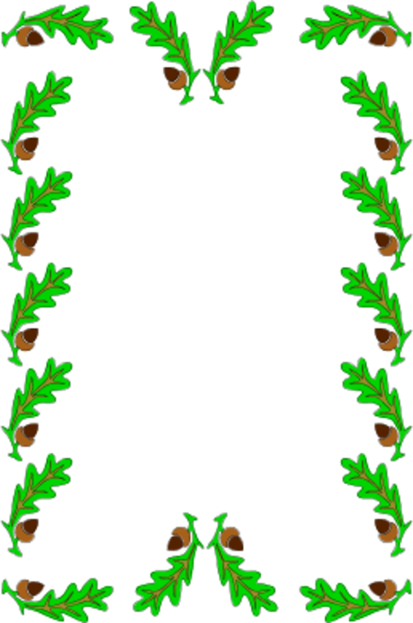 Border Decoration Oak Leaves - Acorn Border (600x905)