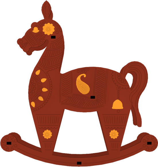 Red Rocking Horse - Red Rocking Horse 3-d Puzzle Model (560x600)