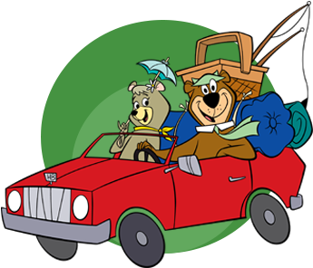 Cindy & Yogi In Car - Yogi Bear's Jellystone Park Camp-resorts (405x300)