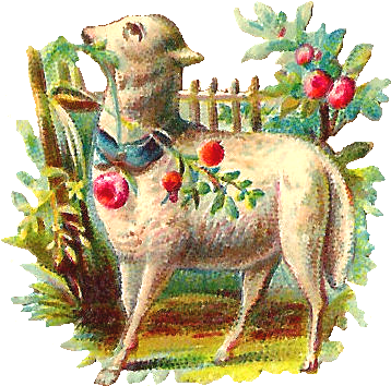 Free Digital Lamb Clip Art - Victorian Religious Easter Collage Sheet (484x469)