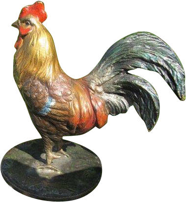 Antique Vienna Bronze Figure Of A Colourful Rooster, - Chicken (411x411)