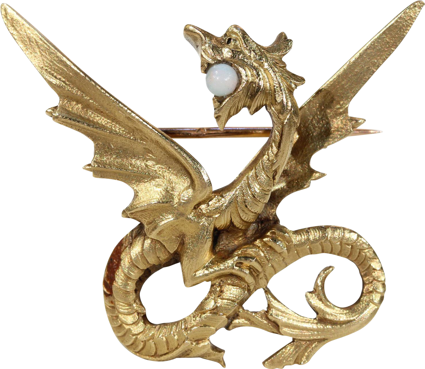 Antique French Wyvern Gold Opal Brooch Pin - Brooch (1488x1488)