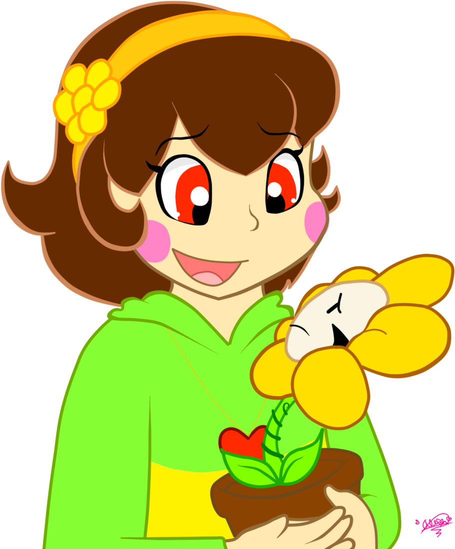 Friendly Chara And Pain Flowey - Flowey In Pain (1024x1139)