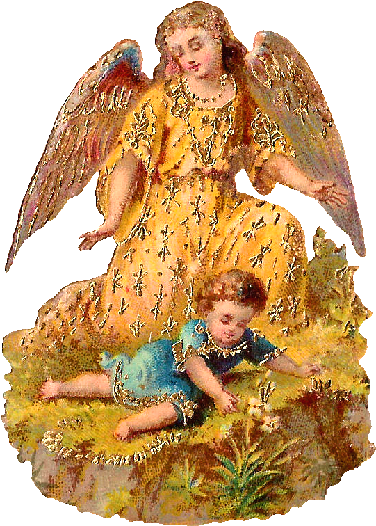 Antique Images Free Angel Clip Art Guardian Angel Watching - Guardian Angel Watching Over Me Chipart (758x942)