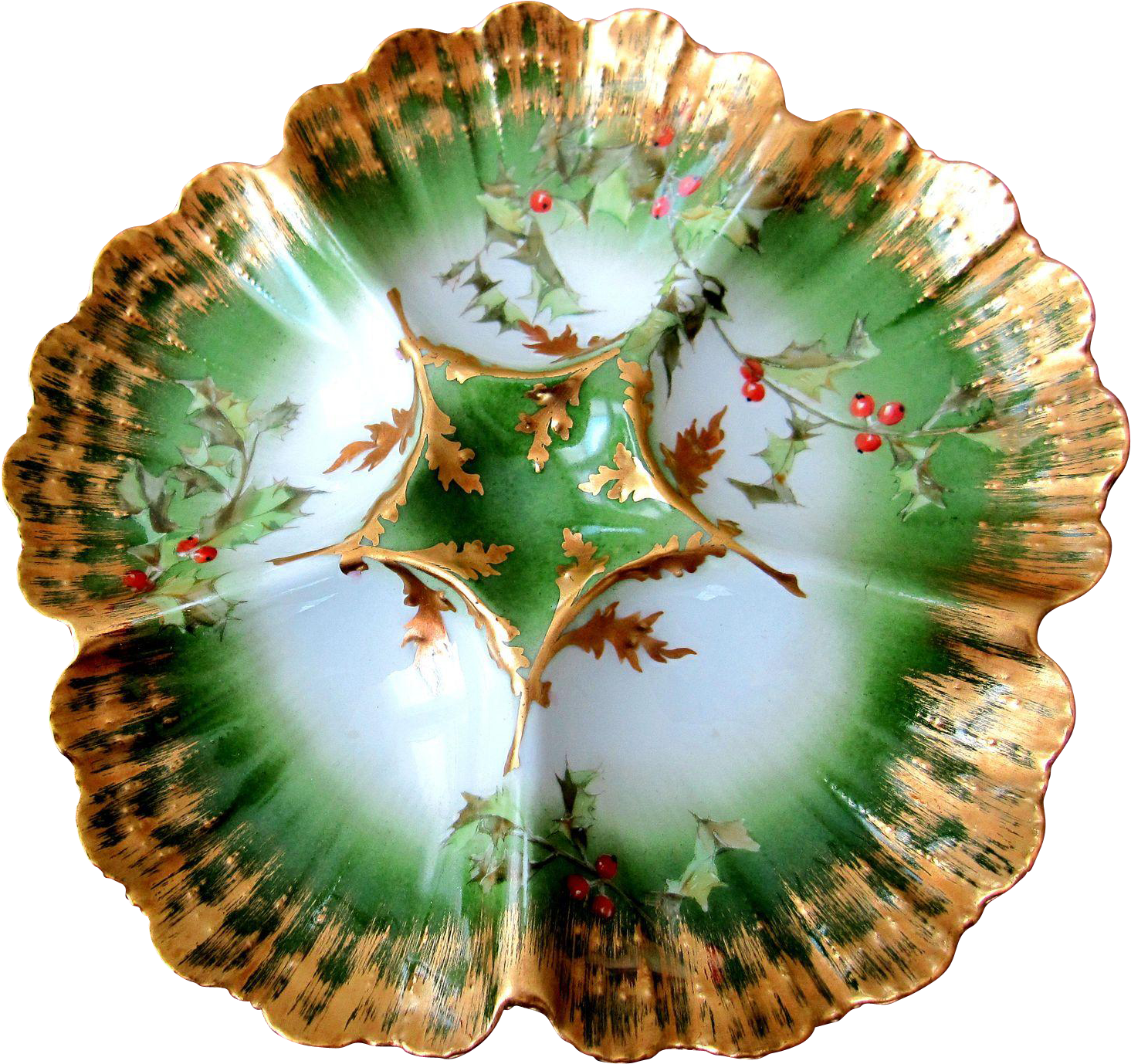 Antique **christmas Holly** Oyster Plate From - Shell (1464x1464)