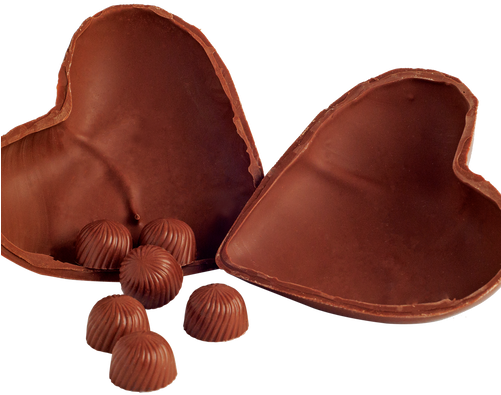 Coração De Chocolate Recheado Com Bombons - Coração De Chocolate Com Bombons (500x500)