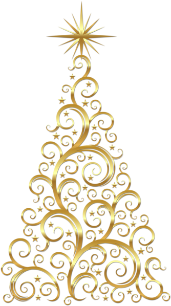 Free Snowflake Cliparts Gold - Gold Christmas Tree Clip Art (341x600)