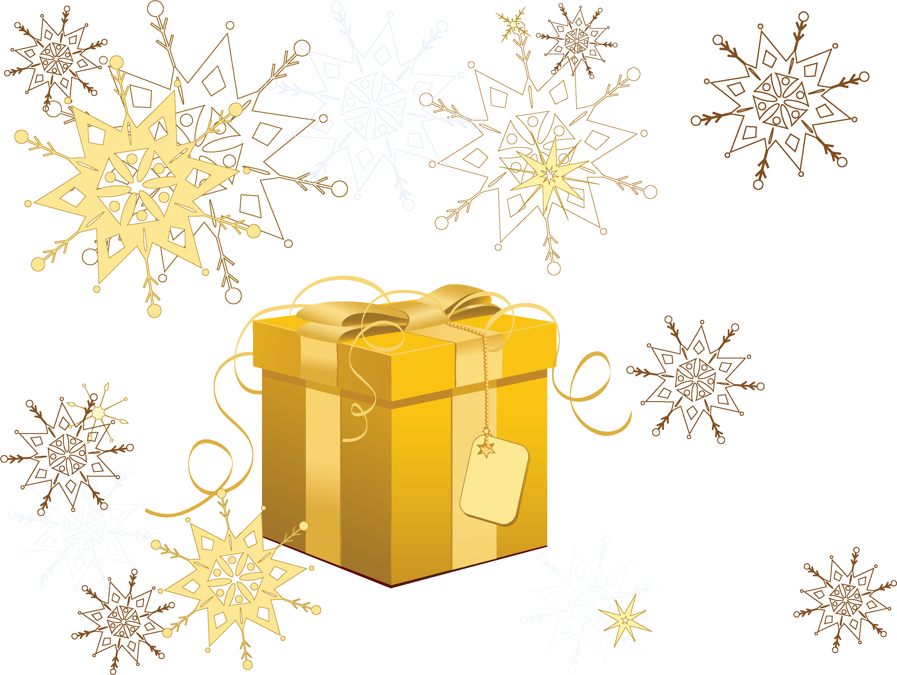 Snowflake Clipart Yellow - Christmas Gift (3065x2337)