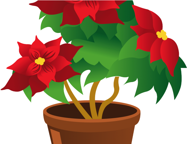 Poinsettia Clipart Petal - Plants In A Pot Clipart (640x480)